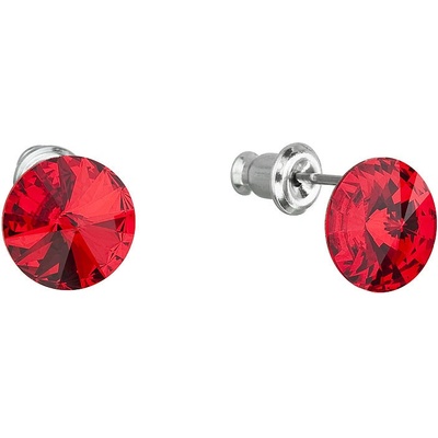 Evolution Group náušnice bižutéria so Swarovski kryštálmi červené okrúhle 51037.3