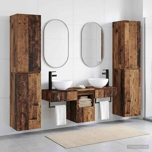 vidaXL Комплект мебели за баня 5 бр. Старо дърво 33 x 34, 5 x 160 см (3406011)