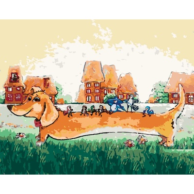 ZUTY Malování podle čísel PEJSEK AUTOBUSEM Rozměr 40 x 50 cm Rámování vypnuté plátno na rám