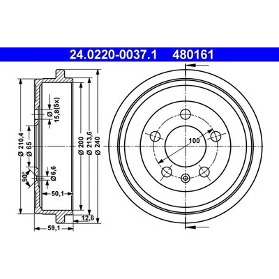 Brzdový buben ATE 24.0220-0037 (AT 480161) | Zboží Auto