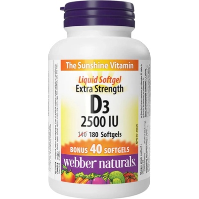 Webber Naturals D3 2500 iu 180 žvýkacích tablet