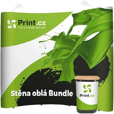 Print.cz Pop Up stěna Impact oblá kompletní balíček s vybavením 343x222 cm