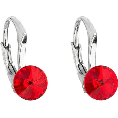 Pavona Stříbrné náušnice visací s krystaly Swarovski červené kulaté 31230.3