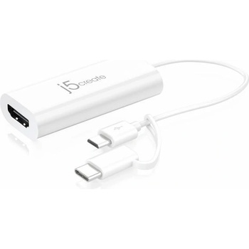Image 1 of j5create Видео адаптер j5create JUA165C, Android USB USB-C/USB Micro-B мъжко - HDMI женско, Бял (J5-JUA165C)