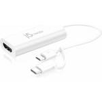 j5create Видео адаптер j5create JUA165C, Android USB USB-C/USB Micro-B мъжко - HDMI женско, Бял (J5-JUA165C)