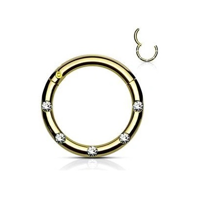 Šperky4U piercing kruh segment čiré kameny K01058-GD