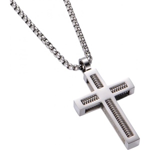 HARAHU Колие TW-34105 Cross - Сребристо KP34105