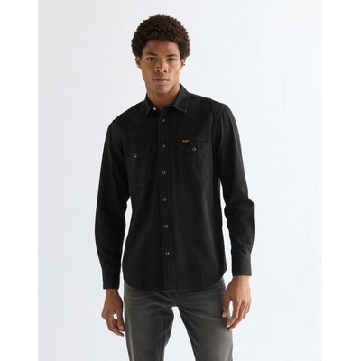 Wrangler Western pánská džínová košile dlouhý rukáv 112378427 Rinse black
