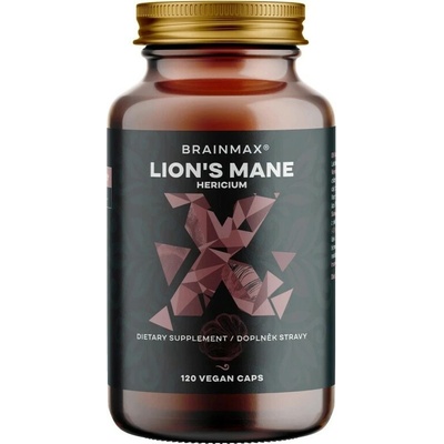 BrainMax Lion's Mane Hericium extrakt, 50% polysacharidů a 20% glukanů 400 mg, 120 rostlinných kapslí