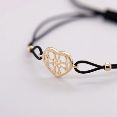 Lillian Vassago šňůrkový náramek se zlatým srdíčkem LLV90-NS003Y