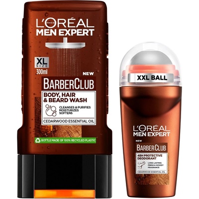 L'Oréal Men Expert Комплект Barber Club - Душ гел и Рол-он, 300 + 50 ml
