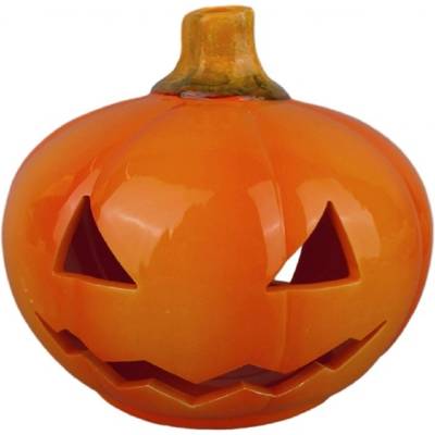 Anděl Přerov Svícen keramická tekvice Halloween, oranžová, 15 x 14 cm