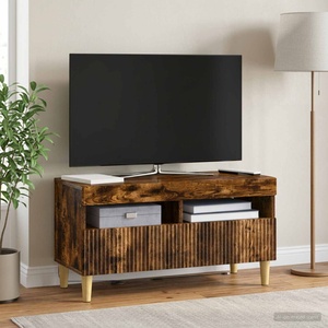 vidaXL LED телевизионен кабинет ARNHEM 81 x 35 x 43 см Опушен дъб (896780)