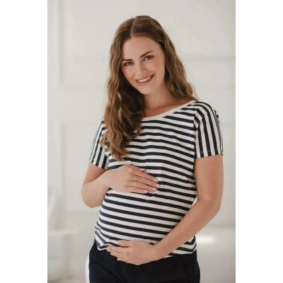 Kojící tričko halenka Two Ways Navy Stripes I kr.rukáv