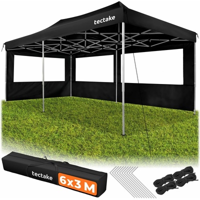 tectake Viola 3x6 m, hliník, 3 boční stěny černá
