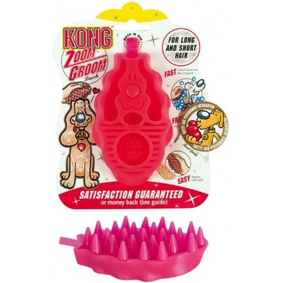 Kong Kartáč gumový ZoomGroom růžový L – Zboží Dáma
