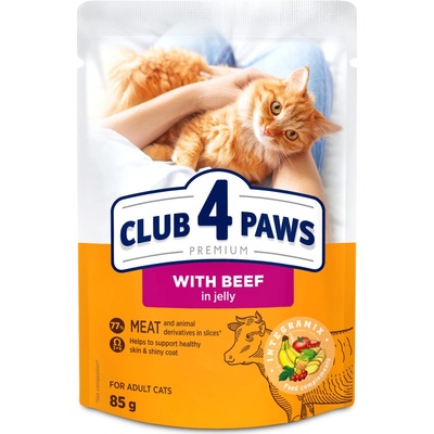 Club4Paws Premium C4P „S hovězím v želé“ Pro dospělé kočky 85 g