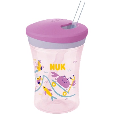 Nuk Чаша със сламка Nuk Evolution - Action Cup, 230 ml, 12+ месеца, Лилава (10255600)