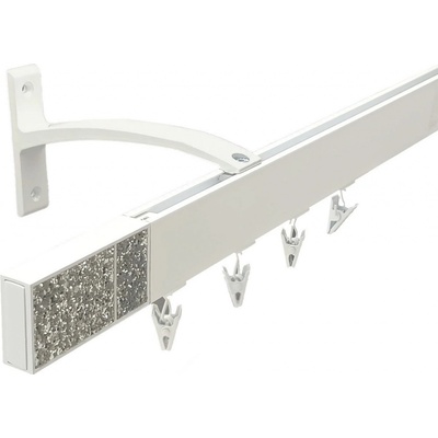 Kovovégarnýže Garnýže Square line elegance crystal light bílá lesklá Jednořadá, 0-100cm, jezdec+šnekový háček