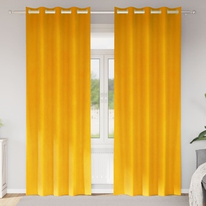 Pure Line Home Кадифени завеси в цвят шафран с метални халки, 2 бр. , 140 x 225 см