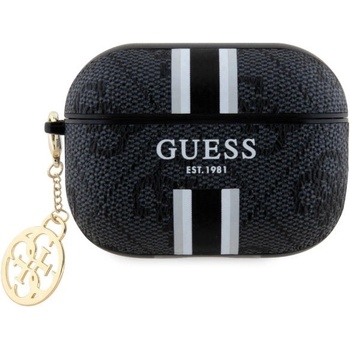 GUESS GUAP2P4RPSK AirPods Pro 2 (2022/2023) капак черен/черен 4G Printed Stripes Charm