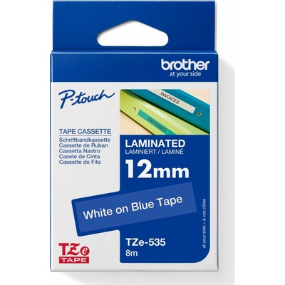 BROTHER TZE535 - kazeta TZ šířky 12mm, laminovaná TZE-535, modrá/bílé písmo