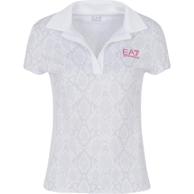 EA7 Woman Jersey Polo Shirt white python