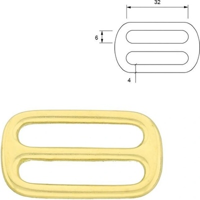 Pro Háčkování Posunovač na popruh 32 x 6 mm zlatý Počet: 10 ks