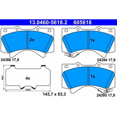 ATE 605618 Súprava brzdových doštičiek 13.0460-5618.2