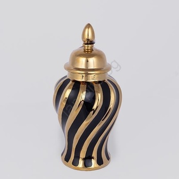 Eurolamp Керамичен буркан 30x14, 8 см златист/черен (EU0500)