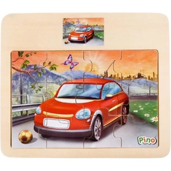 Image 1 of Pino Toys Дървен пъзел от 12 части Pino - Кола (4102.4)