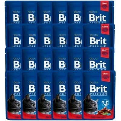 BRIT Premium Cat Adult s hovädzím mäsom a hráškom 24 x 100 g