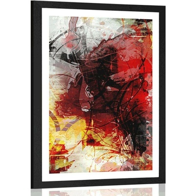 Plakát s paspartou moderní mediální malba - 40x60 silver
