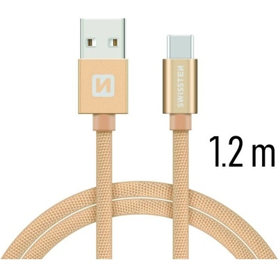Swissten 71521204 textilný s USB-C konektorom a podporou rýchlonabíjania, zlatý
