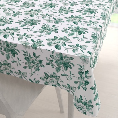 Biante Teflonový obdélníkový ubrus TF-091 Zelené květiny na bílém 120x180 cm