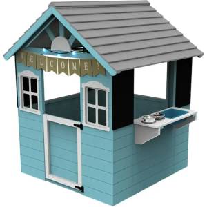 Ginger Home Детска дървена къща за игра с кухня и светлини