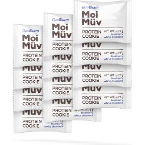 GymBeam MoiMüv Protein Cookie 12 x 75 g боровинка и бял шоколад
