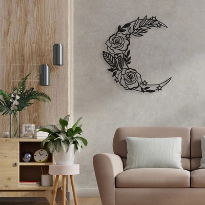 Decono Метална Декорация Флорална Луна