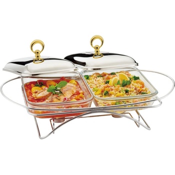 Klausberg Съд за топло сервиране Klausberg KB 7922, 2х1.5 л, Термоустойчиво стъкло, Инокс/златист