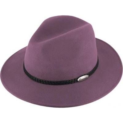 Fiebig Headwear since 1903 Klobouk fedora plstěný s koženým pleteným páskem starorůžový