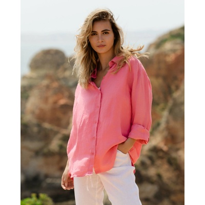 Magic Linen ľanová košeľa s dlhým rukávom CORSICA flamingo