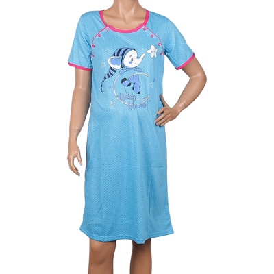 Синя нощница за кърмачки със слонче, точки и цикламен кант