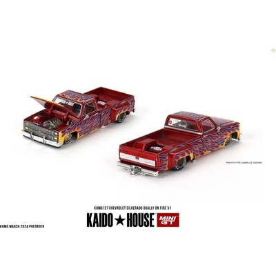 MINI GT Chevrolet Silverado Dually on Fire V1 Kaido House 1:64