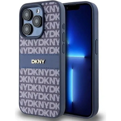 DKNY Кейс DKNY Leather Mono Stripe & Metal Logo за iPhone 15 Pro, син (3666339260835)