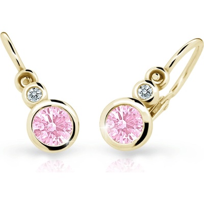 Danfil detské náušnice C1984 zo žltého zlata pink brizura