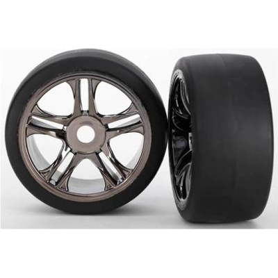 Traxxas колело, джанта Split-Spoke черен хром, гума slick S1 (2) (предни)