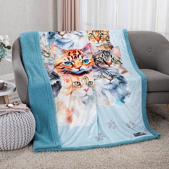 decoDoma Beránková deka KOČKY barevné 140x200