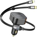 DeTech Зарядно устройство за кола DeTech DE-C53, Type-C, Lightning Кабел, 30W, Черен - 40519