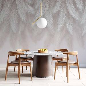 Art Gift Decor Фототапет Нежни Бежови Листа в Релефен Стил