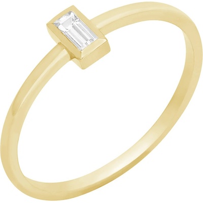 Eppi Zlatý minimalistický prsteň s baguette zafírom Kelila R41899